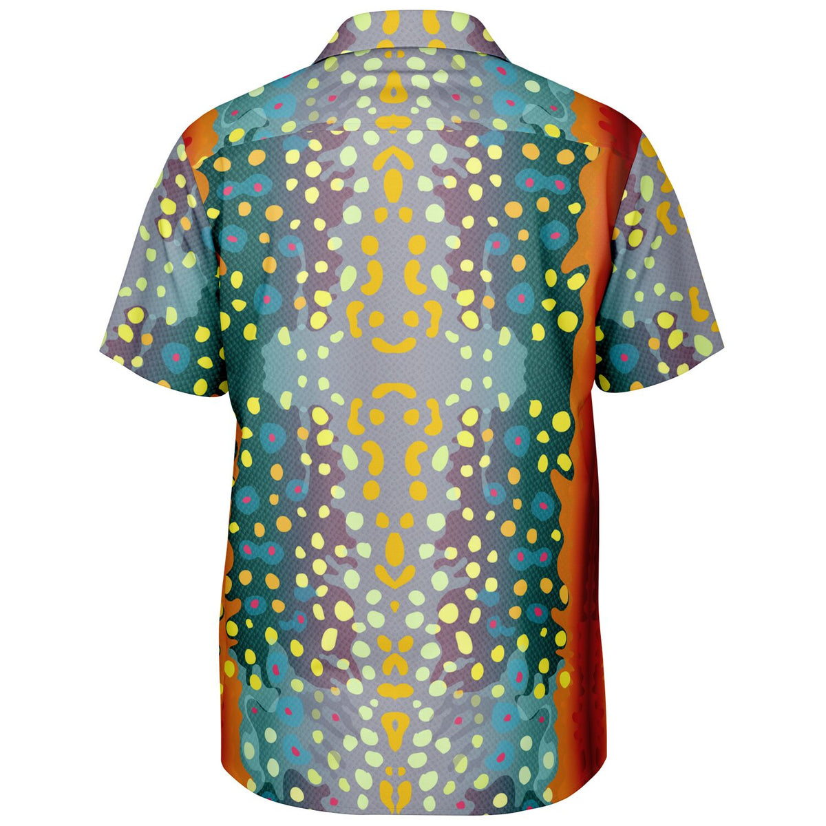 Spread Collar Short Sleeve Button-Down Shirt - AOP
