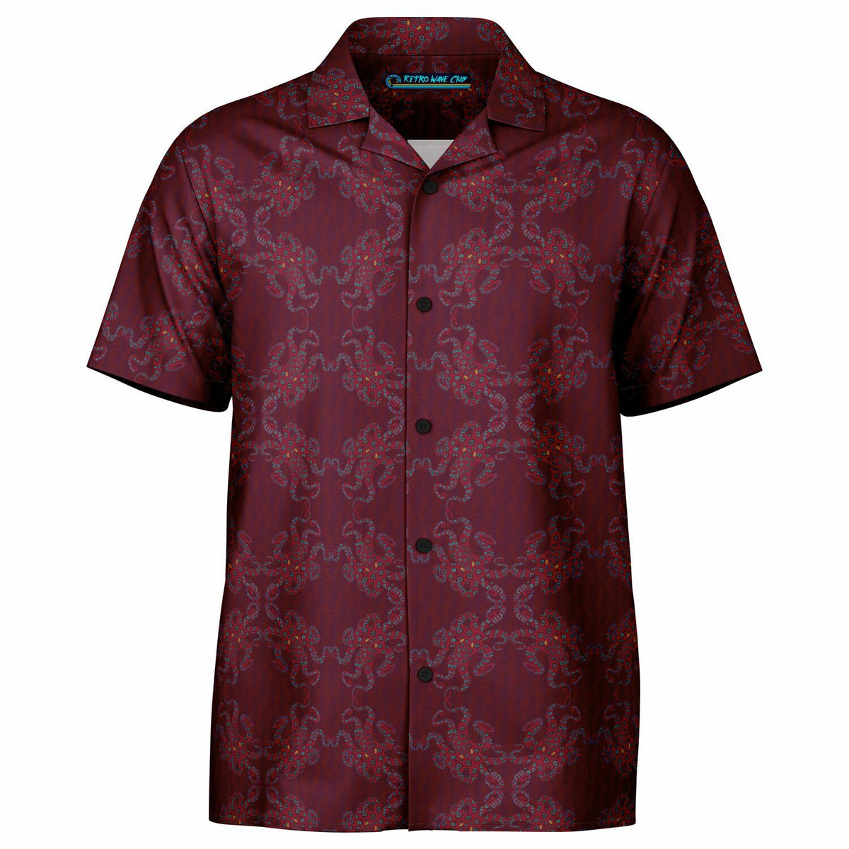 Spread Collar Short Sleeve Button-Down Shirt - AOP