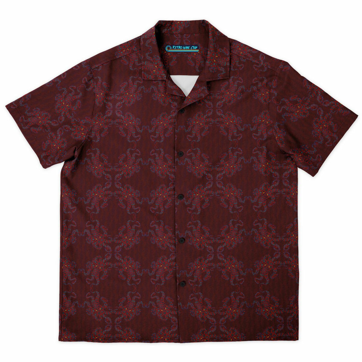 Spread Collar Short Sleeve Button-Down Shirt - AOP