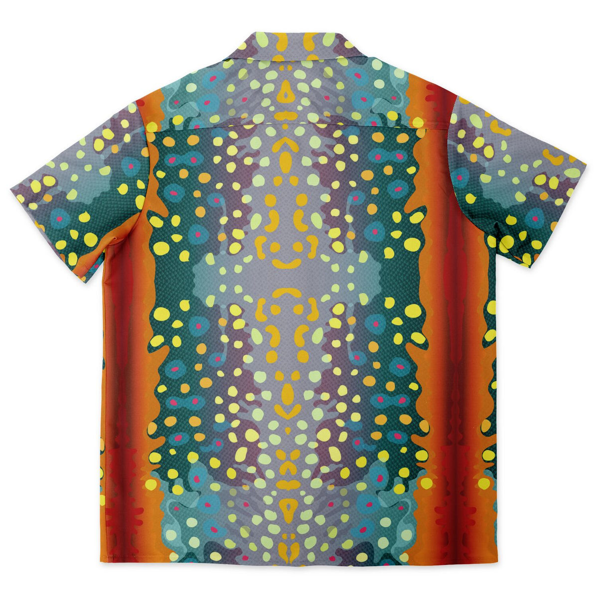 Spread Collar Short Sleeve Button-Down Shirt - AOP